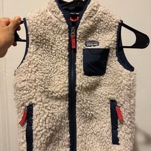 Patagonia Kids' Fleece Vest in Cream and Navy